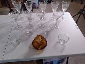 lot 575 image: Beautifully Etched Fluted Glasses, ...