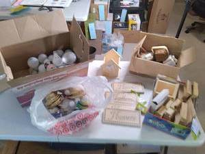 lot 587 image: Crafting supplies made out of wood ...