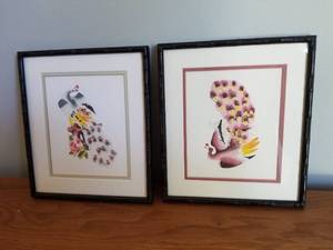lot 11 image: Pair of Vintage Framed Paper Art