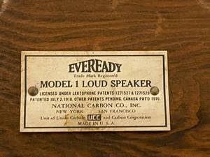 lot 69 image: Vintage Eveready Model 1 Loud Speaker
