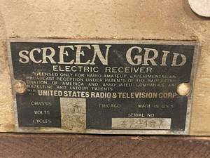 lot 85 image: Vintage Screen Grid Receiver