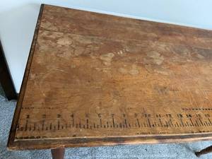 lot 266 image: Vintage Wooden Folding Table With Painted Yardstick Edge