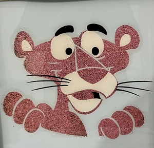 lot 290 image: Vintage Pink Panther Glass Square