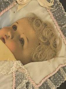 lot 360 image: Vintage Baby Cutout Framed Art With Real Hair and Fabrics