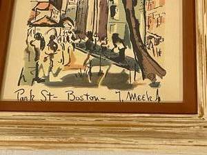 lot 362 image: Americana Park Street Boston Framed Art by Thos Meek