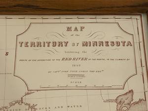 lot 365 image: Framed 1849 Map of The Territory of Minnesota