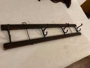 lot 367 image: 2 Wooden Wall Mount Shelves and a Coat Rack