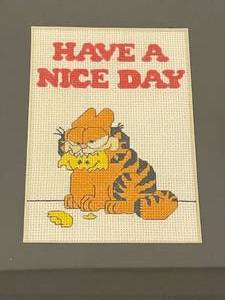 lot 384 image: Have A Nice Day Garfield Embroidered Framed Art
