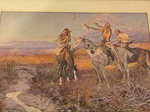lot 385 image: Vintage Native American Framed Print by Russell