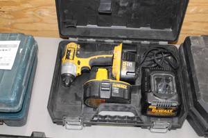 lot 383 image: DeWalt DC825 18V Cordless  14 Impact Driver  with Plastic Case, Batteries (x2), Charger