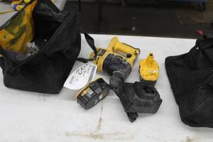 lot 392 image: DeWalt DC212 18V Cordless SDS Hammer  with Soft Side Carry Bag, Batteries (x2), Charger