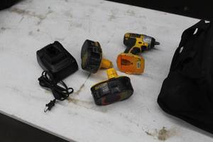 lot 393 image: DeWalt DC823 18V Cordless  38 Impact Driver  with Soft Side Carry Bag, Batteries (x2), Charger
