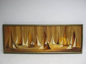 lot 33 image: Mid Century Framed Signed Oil On Canvas Sailboat Painting