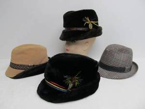 lot 47 image: 4 Vintage Mens Fedora etc Hats
