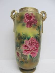 lot 56 image: Large Old Vintage Nippon 2-Handled Vase