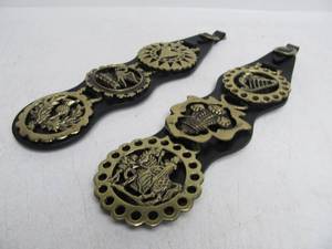 lot 94 image: 2 Leather-Backed Brass Horse Rosettes