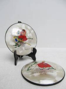 lot 96 image: Pair of Vintage Signed Reverse on Convex Glass Paintings - Peter Watson Studios