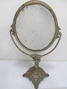 lot 125 image: Antique Art Nouveau Figural Vanity Mirror by Golden Mfg Co Chicago