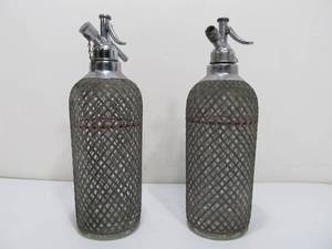 lot 127 image: Pair of Antique 1920s Large Bar Back Seltzer Bottles