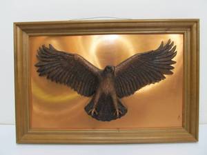 lot 130 image: Vintage 3D Eagle Artwork on Copper Background 