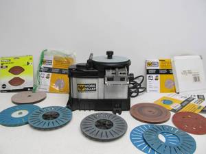 lot 201 image: Working WORK SHARP Wood Tool & Knife Sharpener wMany Discs