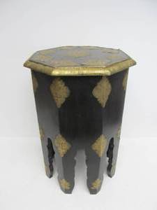 lot 207 image: Vintage Black & Brass Wooden Lamp Table or Plant Stand
