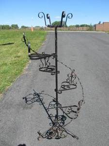 lot 71 image: Vintage Wrought Iron Spiral Plant Stand