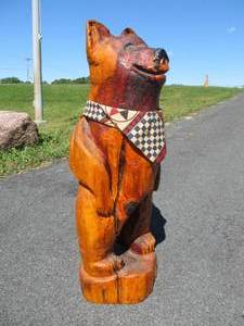 lot 73 image: Vintage Carved Wood Standing Bear Statue
