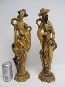lot 82 image: Large Vintage Highly Detailed Oriental Figural Sculptures
