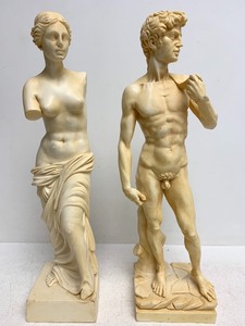lot 80 image: Pair of Vintage Italian MarbleAlabaster A. Santini Figural Sculptures