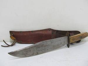 lot 279 image: Vintage Stag Handle Original Bowie Knife wSheath