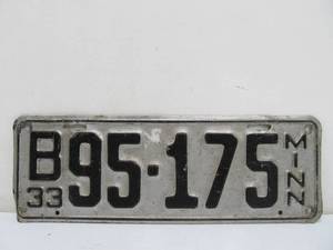 lot 263 image: Orig 1933 Minnesota License Plate