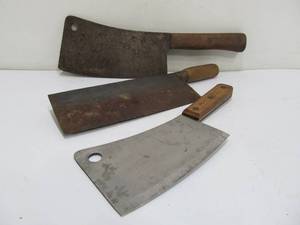 lot 285 image: Lot of 3 Vintage Butchers Cleavers