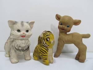 lot 289 image: 3 Vintage 1950s era Rubber etc Toy Animals