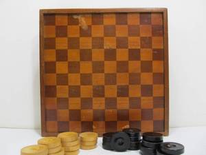lot 292 image: Antique Early 1900s ChessCheckers & Backgammon Set