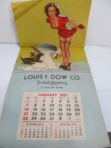 lot 299 image: Large Original 1951 Advertising Pinup Calendar