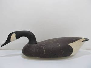 lot 300 image: Large Old Vintage Carved Wood & Cork Canada Goose Decoy