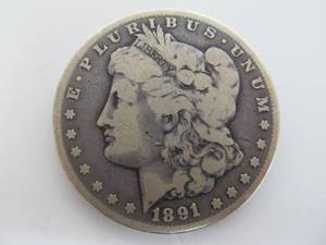 lot 198 image: 1891 CC Morgan Silver Dollar
