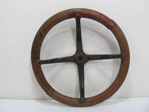 lot 223 image: Old Vintage Wooden Automobile Steering Wheel