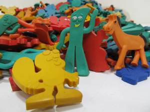 lot 229 image: LARGE Lot of Vintage 1960s LAKESIDE Rubber Toys - Gumby, Rocky & Bullwinkle etc