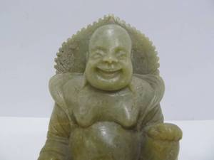 lot 304 image: Vintage Sitting Happy Buddha Hand Carved Soap Stone