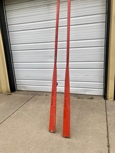 lot 312 image: Pair of LARGE Old Vintage Wooden Oars From The Great Lakes Freighter Ship The Roger Blough