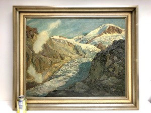 lot 3 image: Wonderful Antique 1920s Oil on Canvas - Swiss Alps - Paul Fortsch (1888-1972)