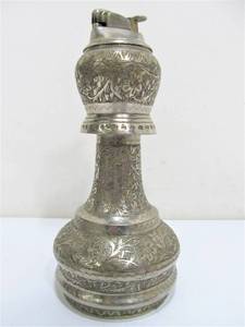 lot 325 image: Large Vintage Etched Metal Ornate Musical Table Lighter