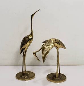 lot 357 image: Pair of Mid Century Brass Dancing Cranes Sculptures