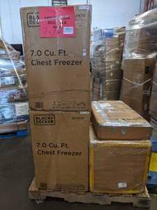 lot 201 image: Pallet Axess Printer Stand, Black and Decker, Chest Freezer, Portable Washer, Etc.