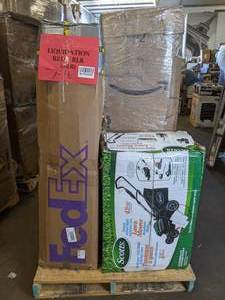 lot 203 image: Pallet Scotts Electric Mower, Intex Swimming Pool, Ameriwood, Thermos, Etc.
