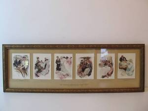 lot 21 image: Framed Antique Victorian Postcard Display 