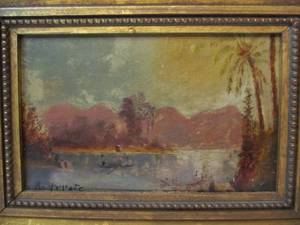 lot 13 image: Antique Gilt Wood Framed Signed Oil Painting