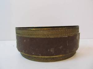 lot 14 image: Vintage BrassLeather & Antique Tin Wall Pockets  Comb Holders